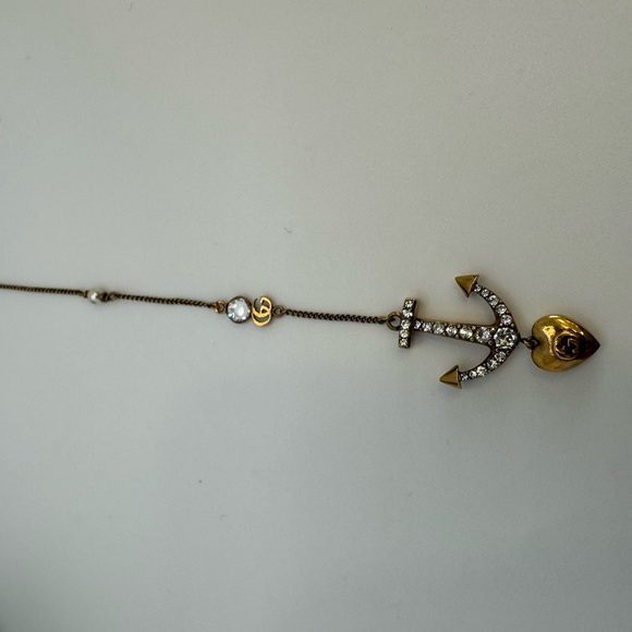 Gucci Aged Single Drop Earring with Anchor and Heart Charm - Picture 7 of 11